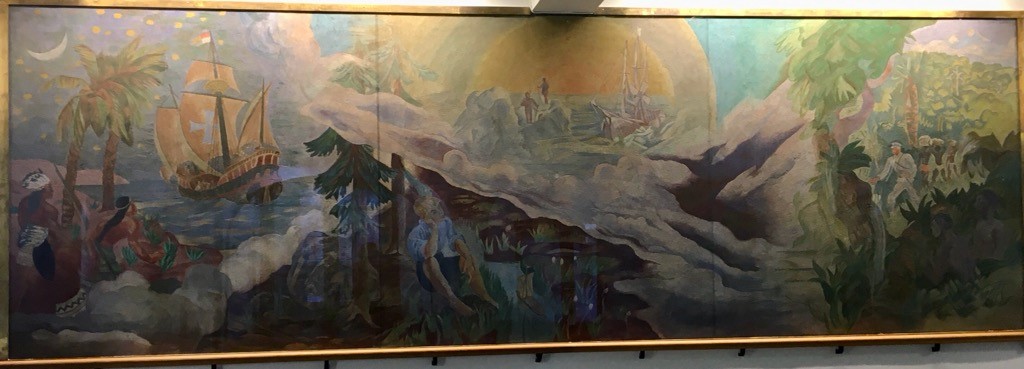 Geografien - freskobilde av Axel Renvold