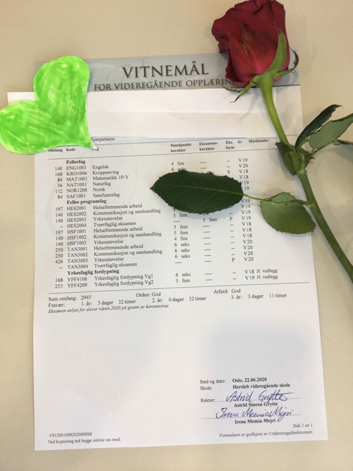 Vitnemål fra Herselb vgs